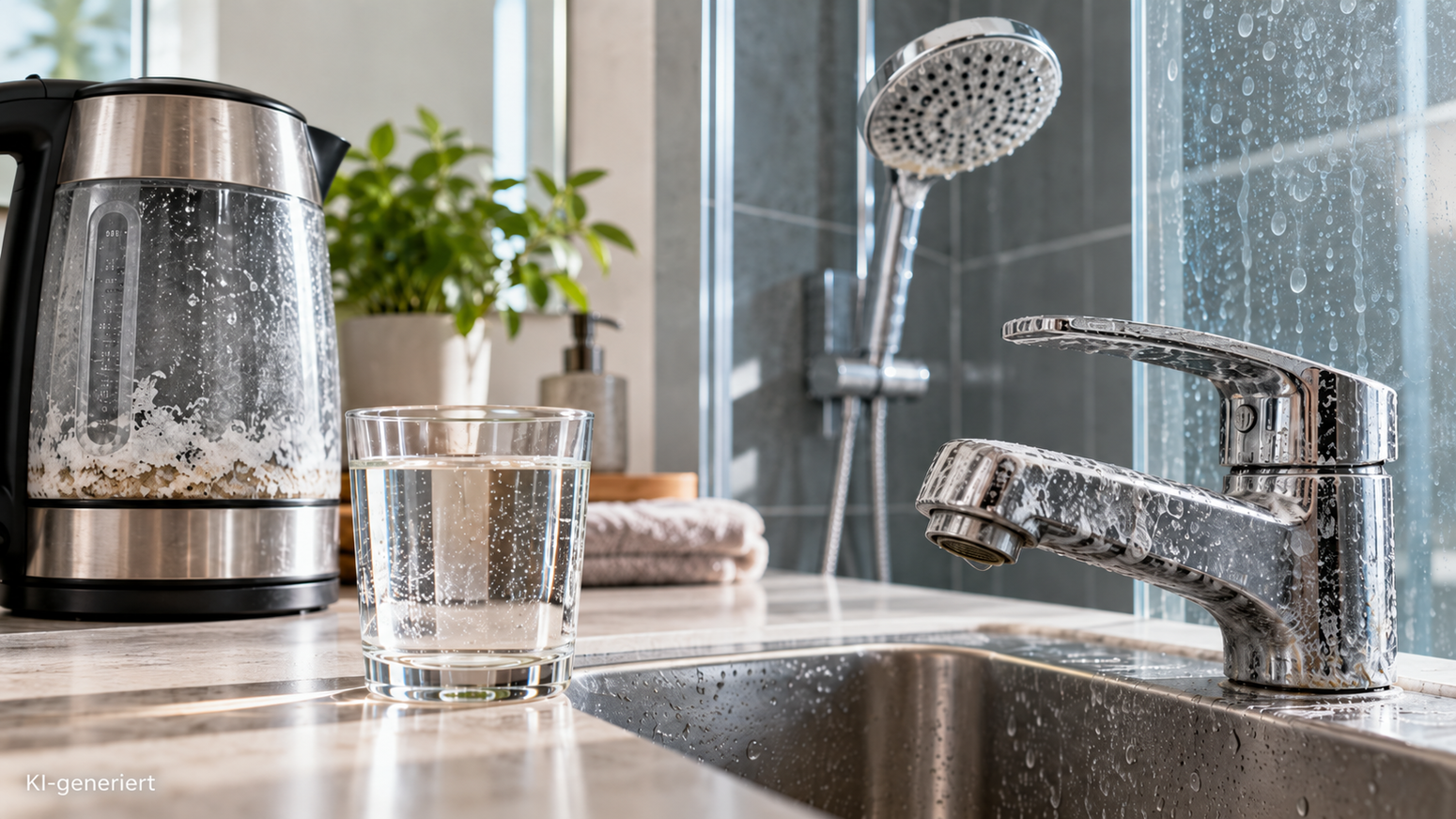 Nasse Armatur mit Glas und Dusche